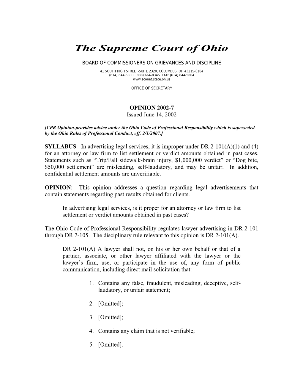 The Supreme Court of Ohio s19