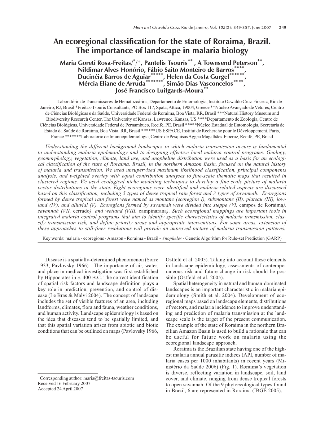 An Ecoregional Classification for the State of Roraima, Brazil. The