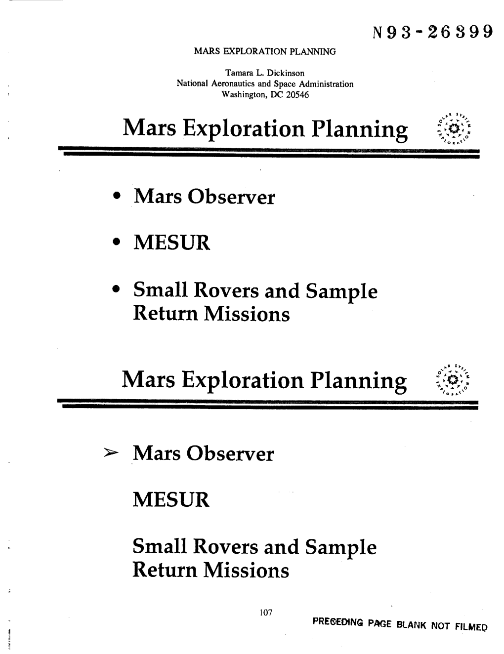 Mars Exploration Planning E Pl Ti P1 Ig O -., Mars X Ora on Ann N