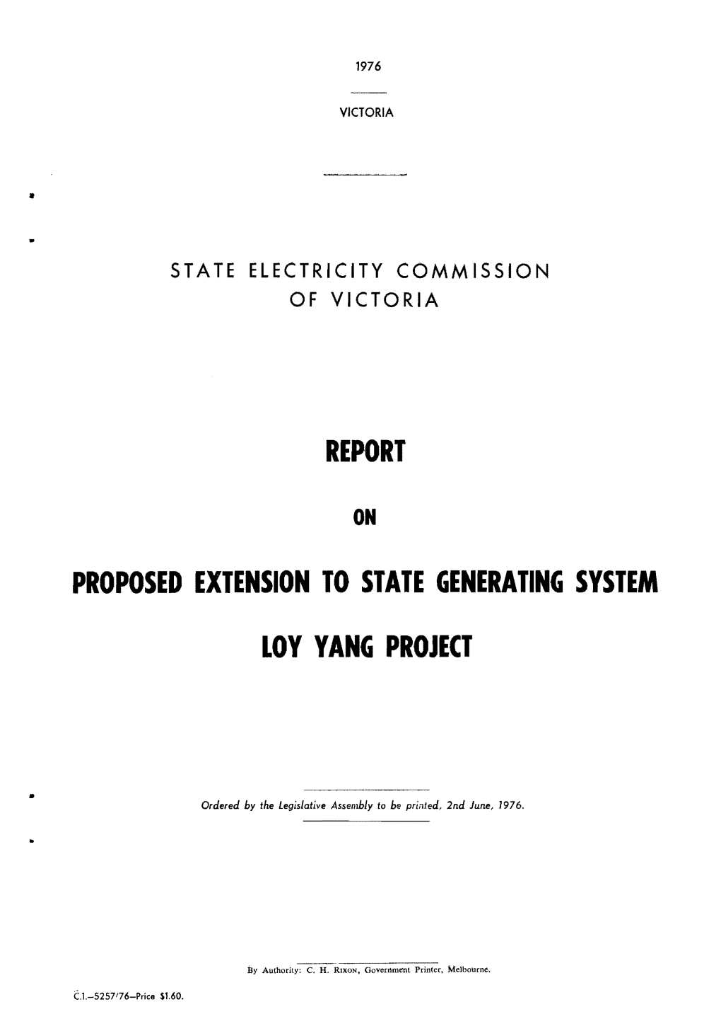 Report Proposed Extension to State Generating System