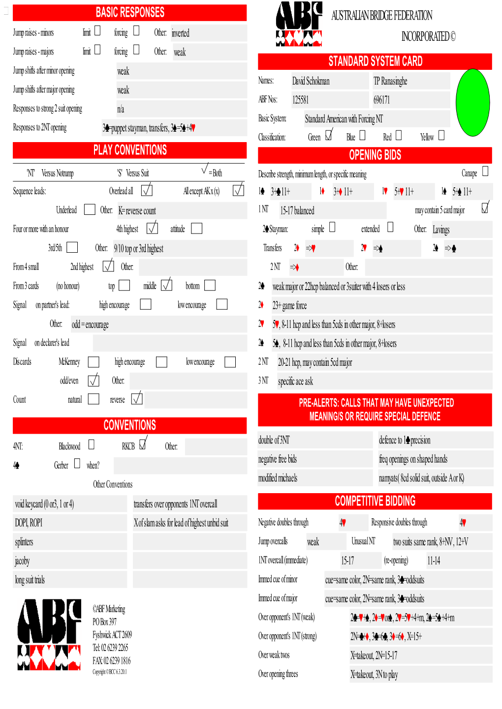 Convention Card Editor