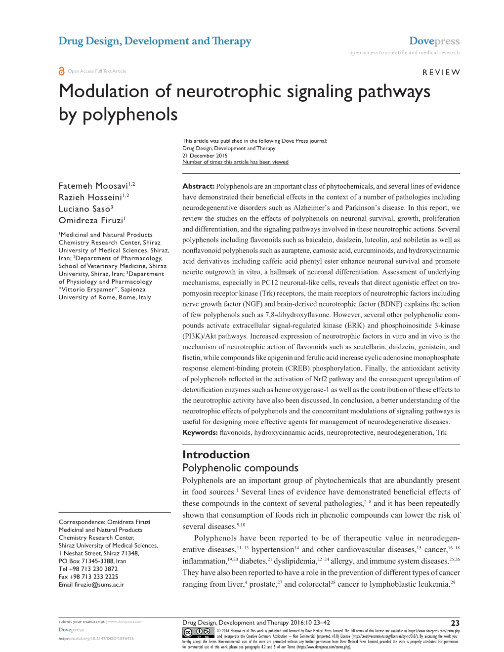 Modulation of Neurotrophic Signaling Pathways by Polyphenols