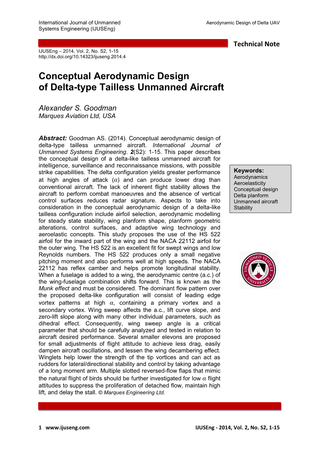Conceptual Aerodynamic Design of Delta-Type Tailless Unmanned Aircraft