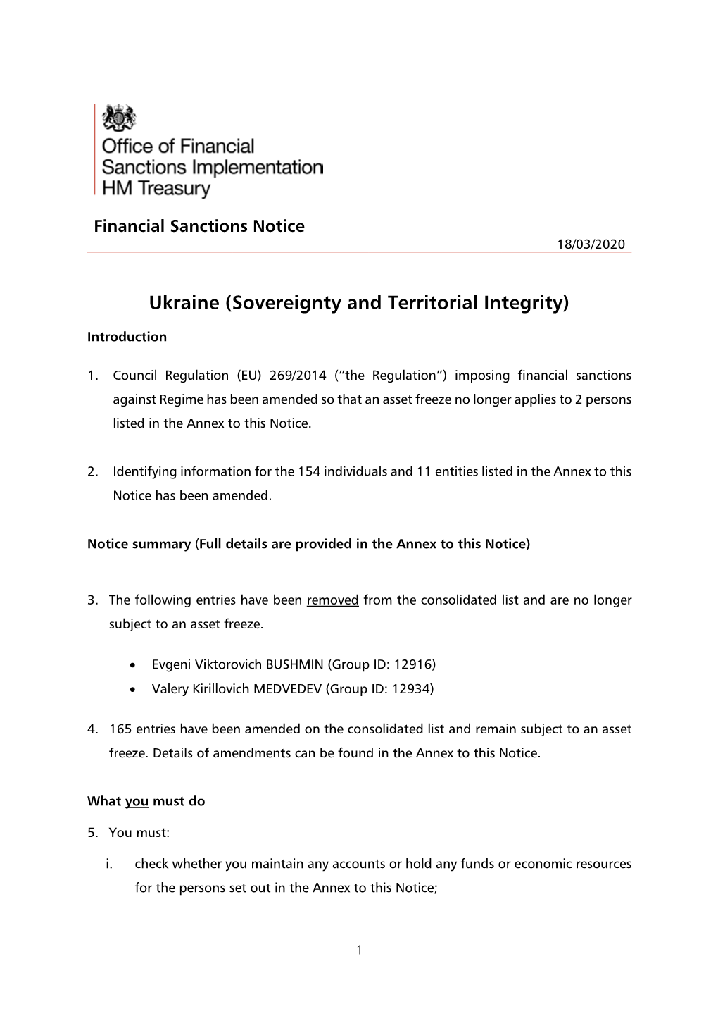 Ukraine (Sovereignty and Territorial Integrity)