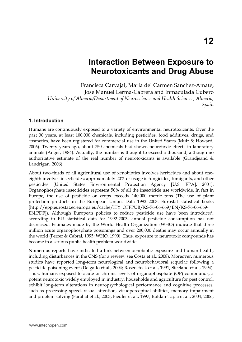 Interaction Between Exposure to Neurotoxicants and Drug Abuse