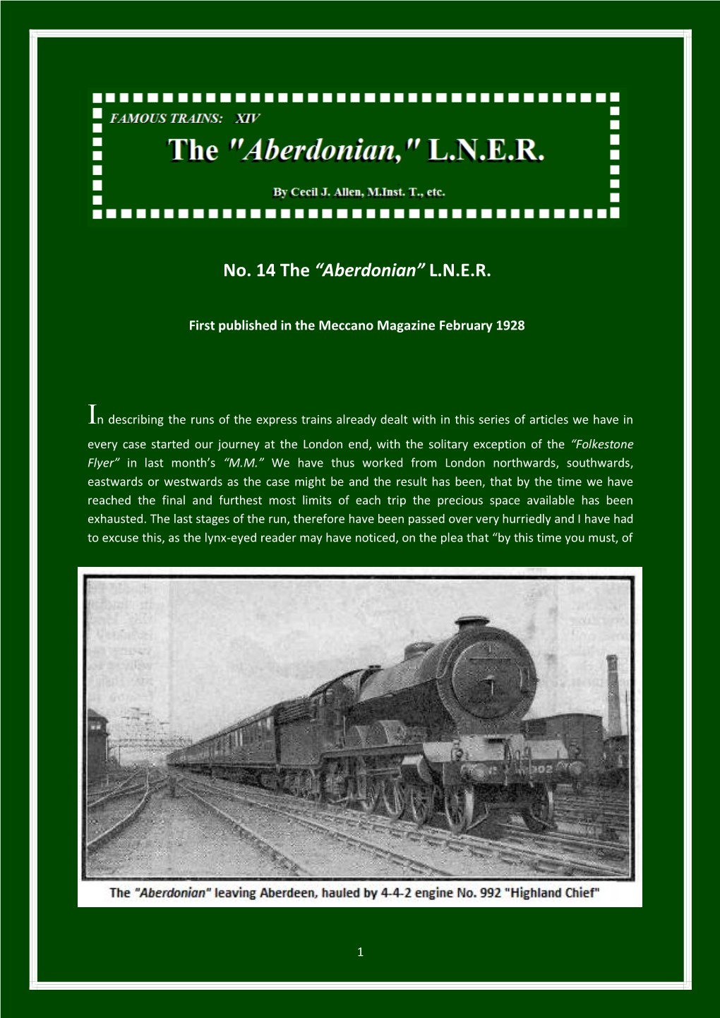 “Aberdonian” LNER