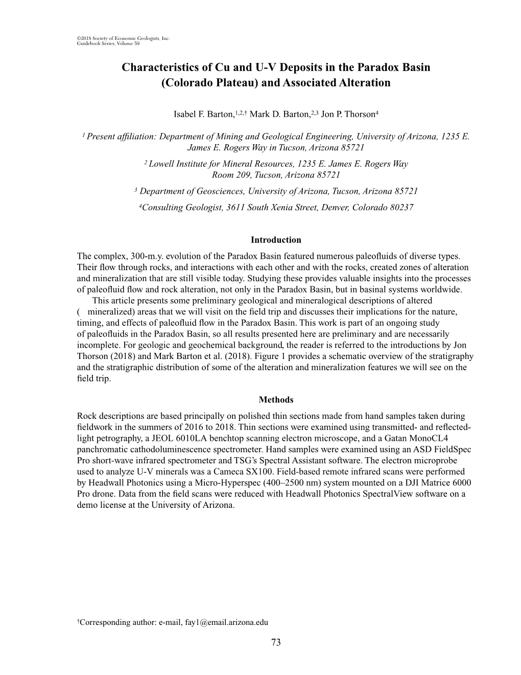 Characteristics of Cu and UV Deposits in the Paradox Basin