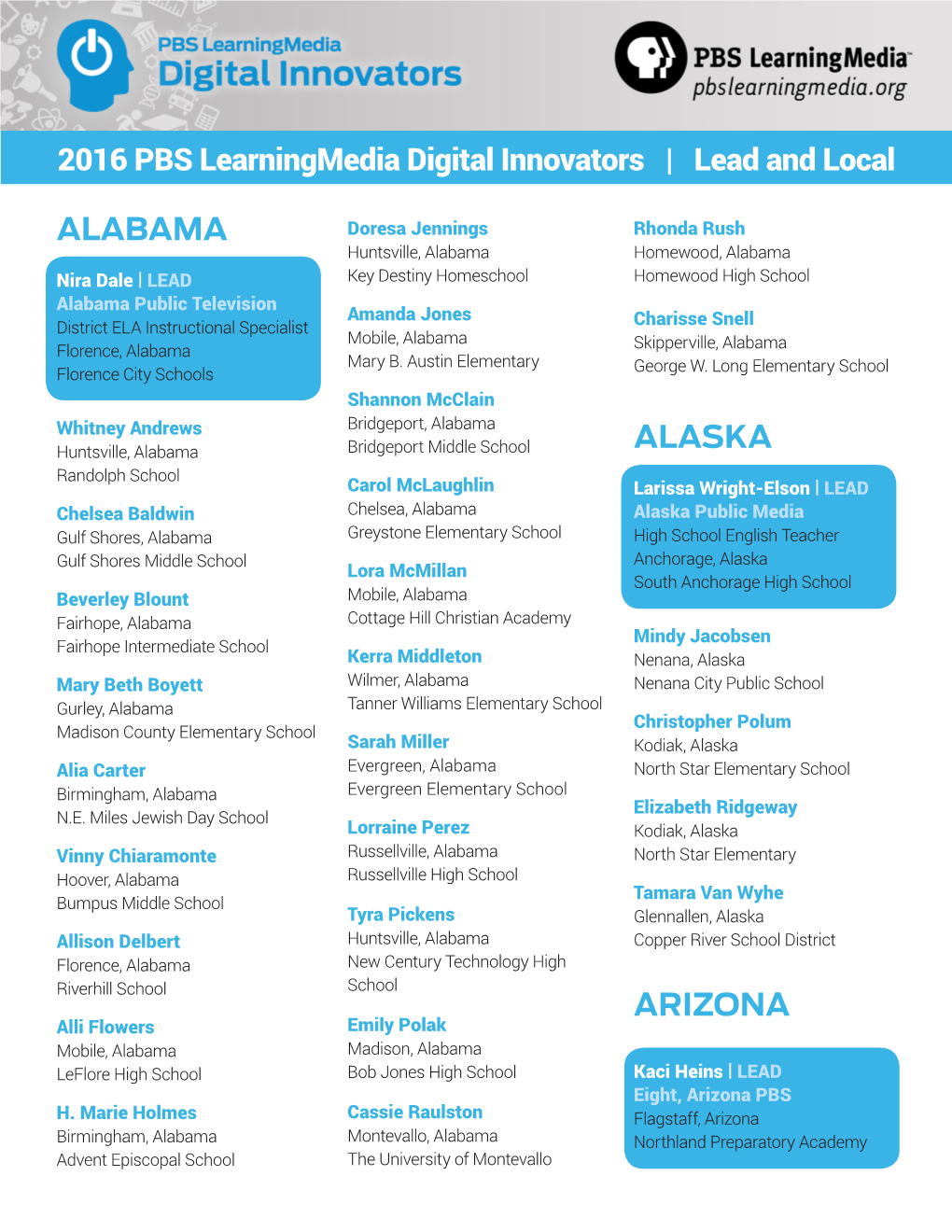 2016 PBS Learningmedia Digital Innovators | Lead and Local