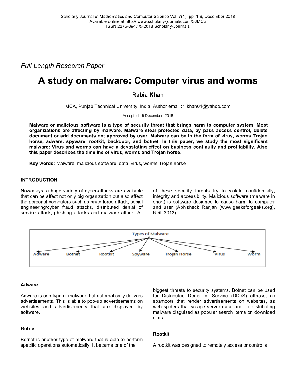 Computer Virus and Worms