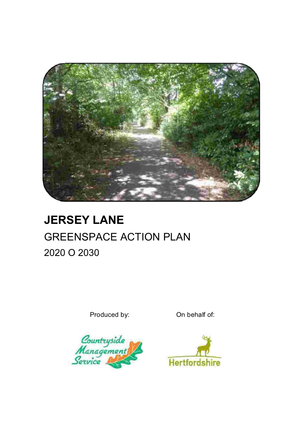 Jersey Lane Greenspace Action Plan 2020 O 2030