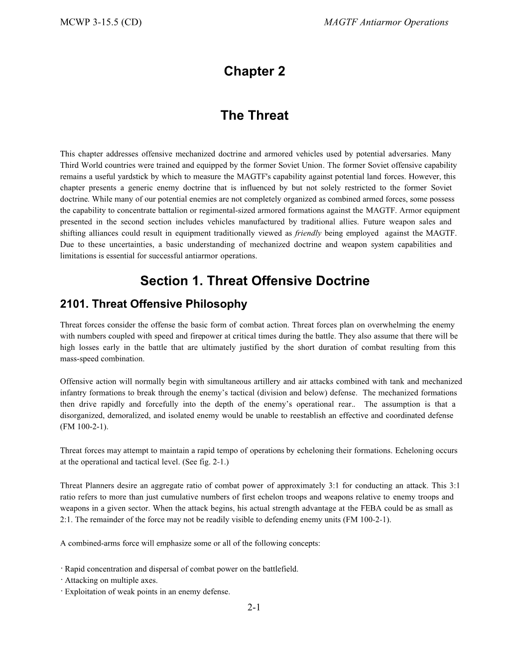 Chapter 2 the Threat Section 1. Threat Offensive Doctrine