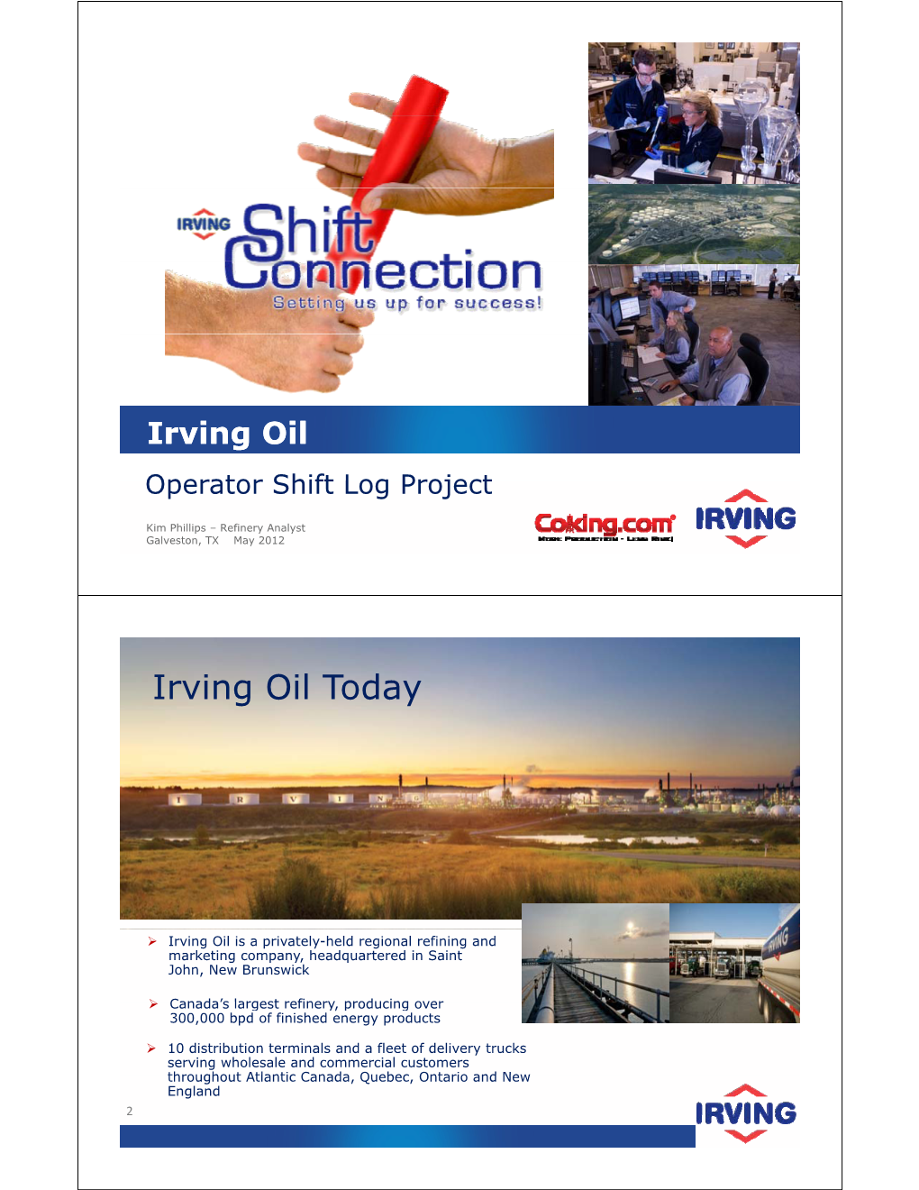 Irving Oil Operator Shift Log Project