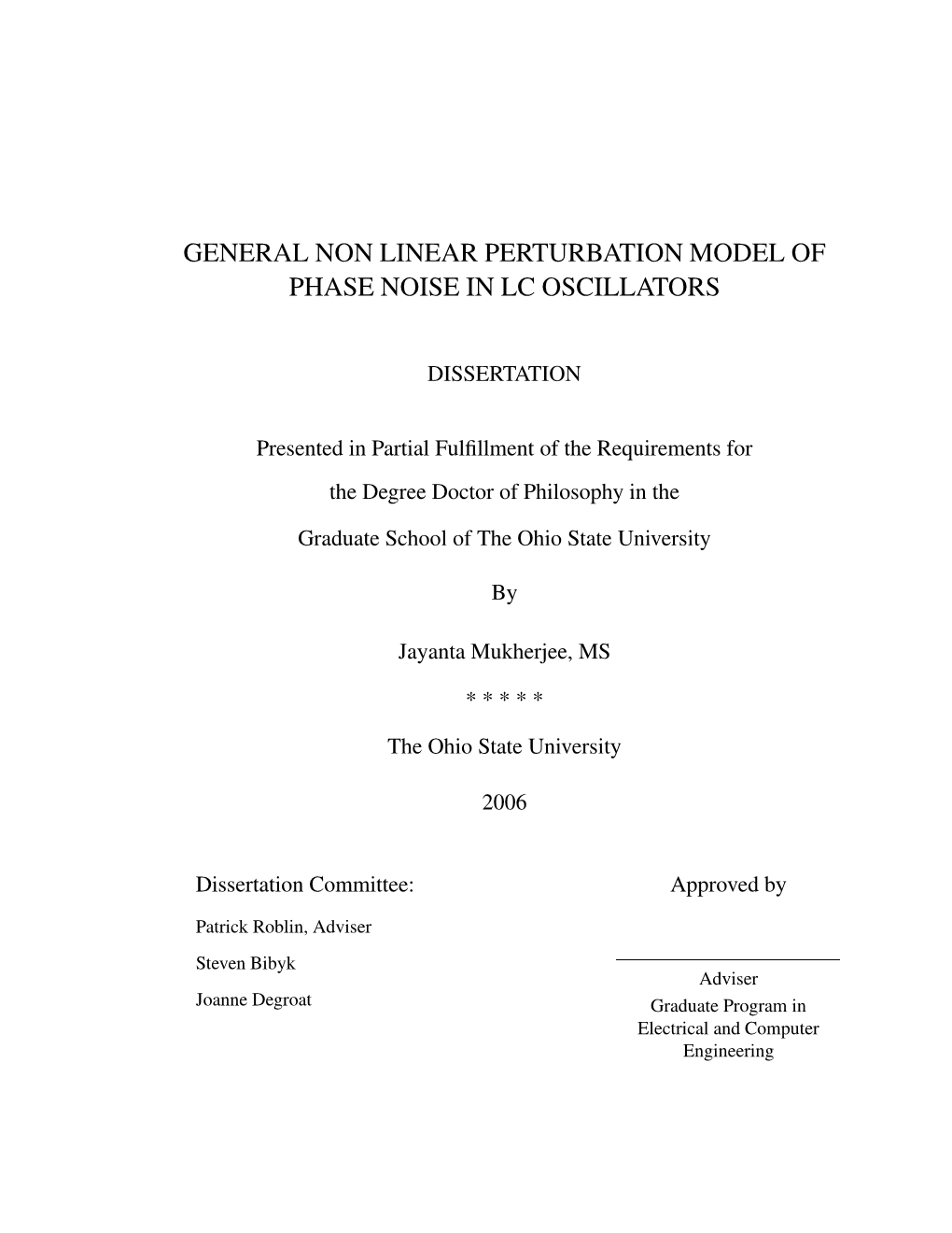 General Non Linear Perturbation Model of Phase Noise in Lc Oscillators