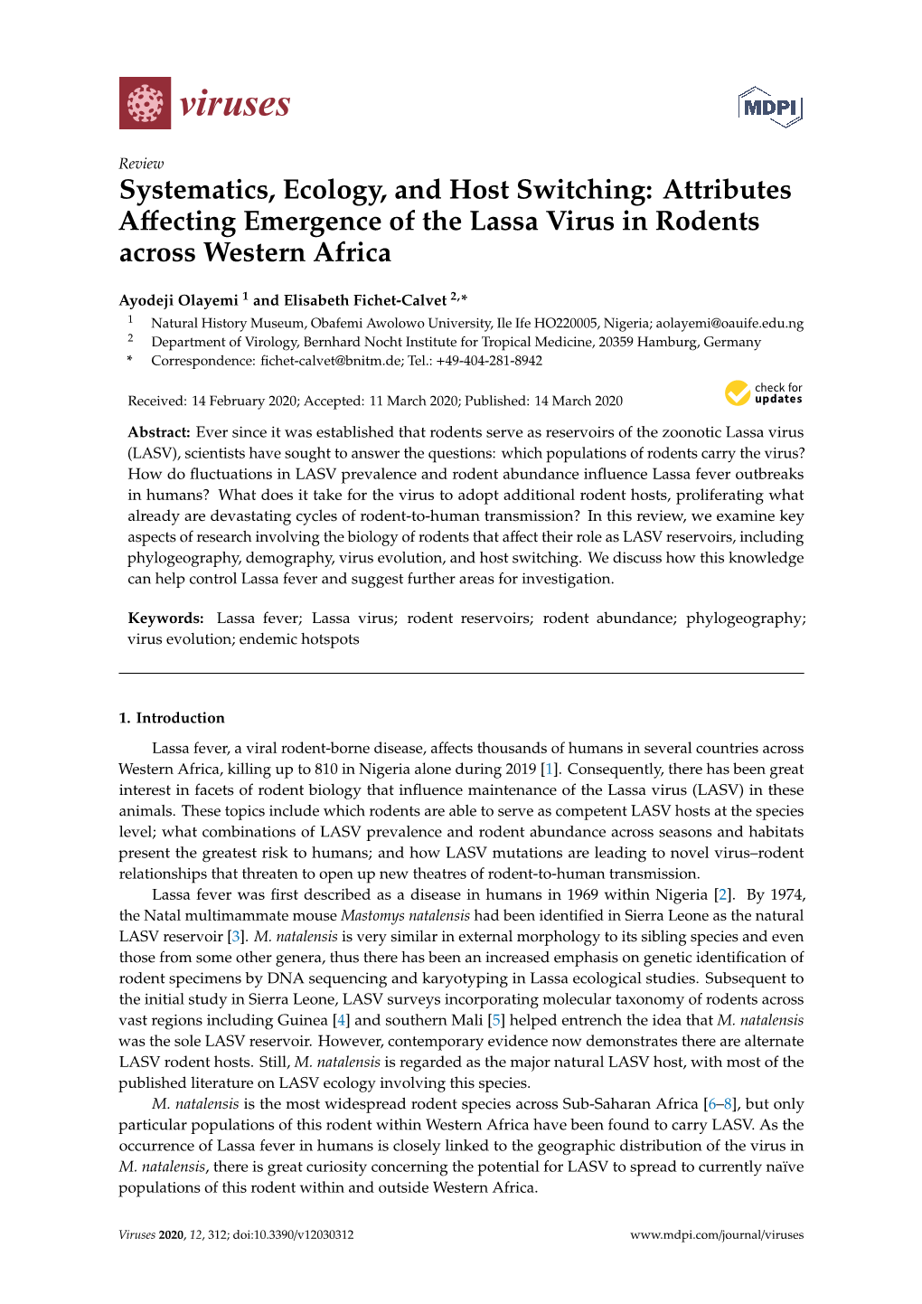 Attributes Affecting Emergence of the Lassa Virus in Rodents Across Western Africa