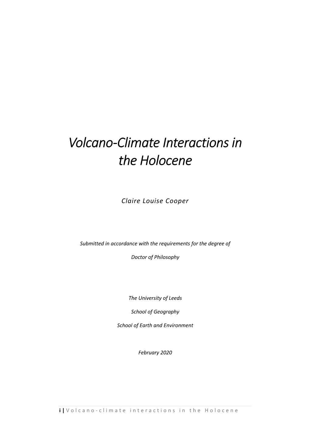 Volcano-Climate Interactions in the Holocene