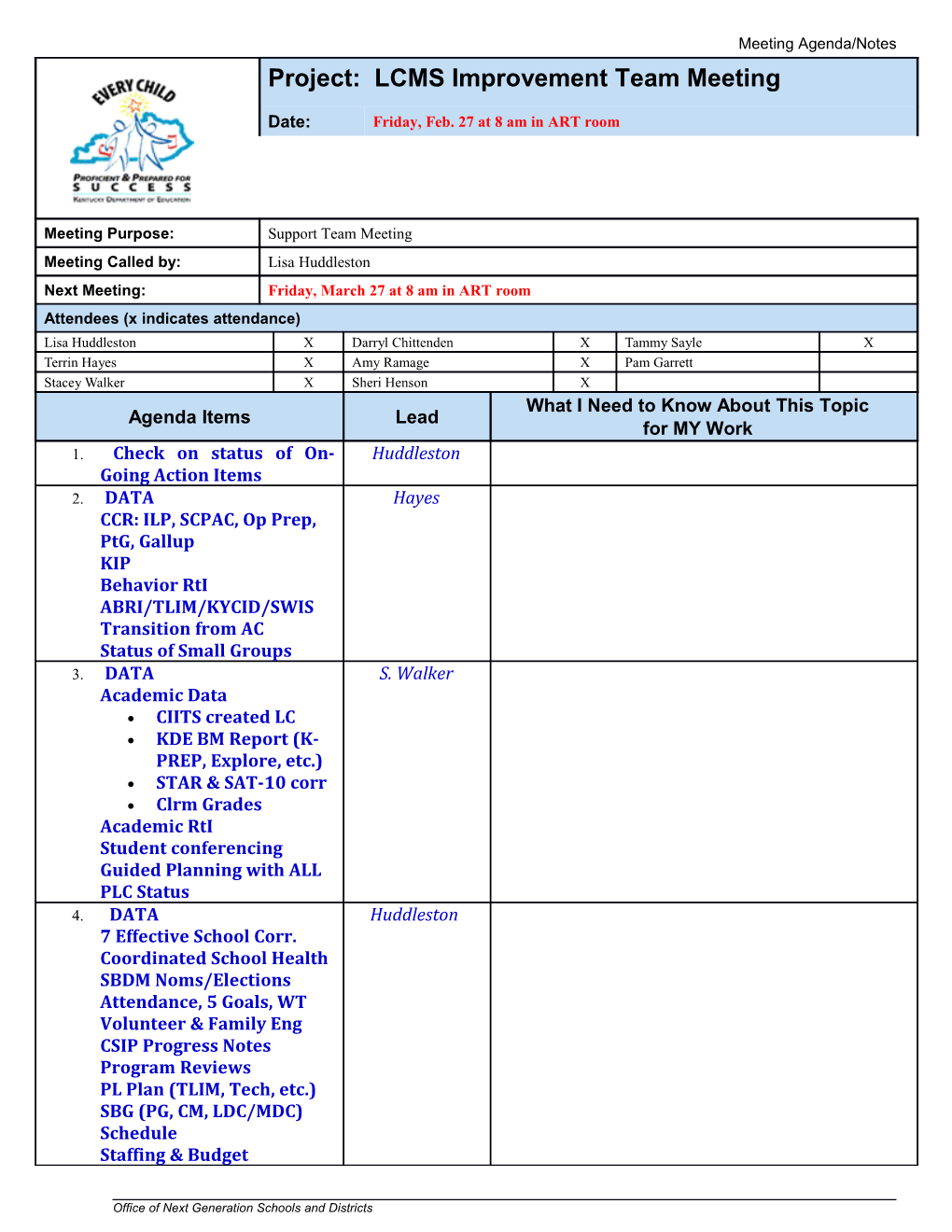 Meeting Agenda/Notes