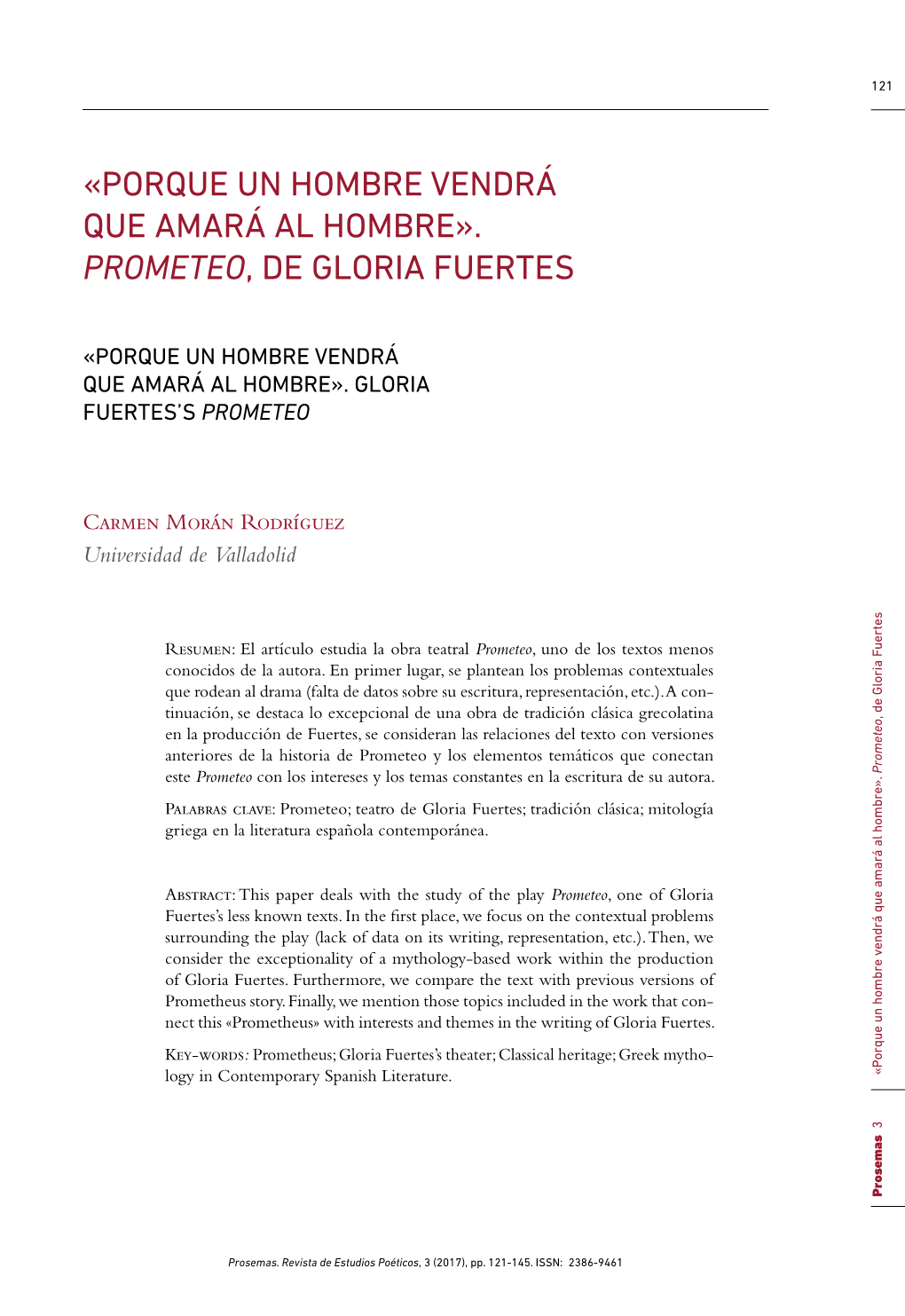 Prometeo, De Gloria Fuertes 122 Prosemas 3 Carmen Morán Rodríguez LOS DATOS SOBRELA OBRA 1