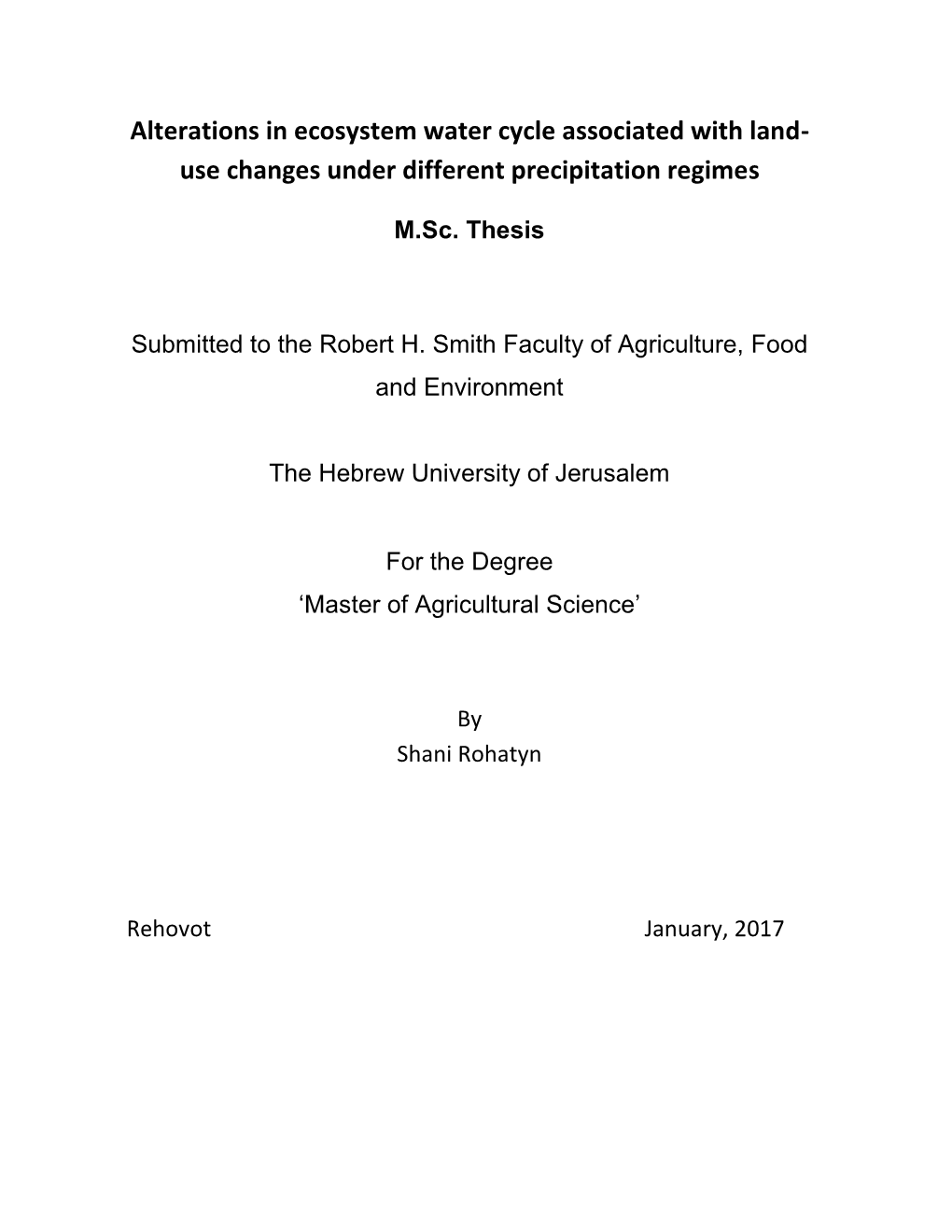 Use Changes Under Different Precipitation Regimes