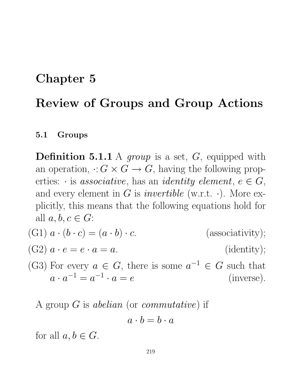 Chapter 5 Review of Groups and Group Actions