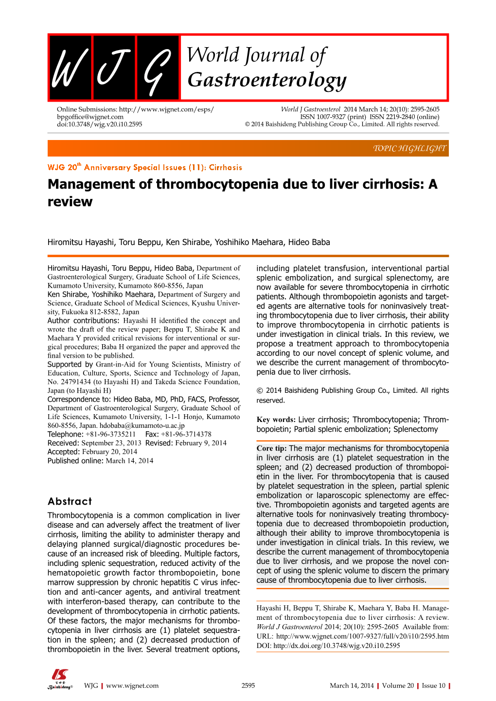 Management of Thrombocytopenia Due to Liver Cirrhosis: a Review
