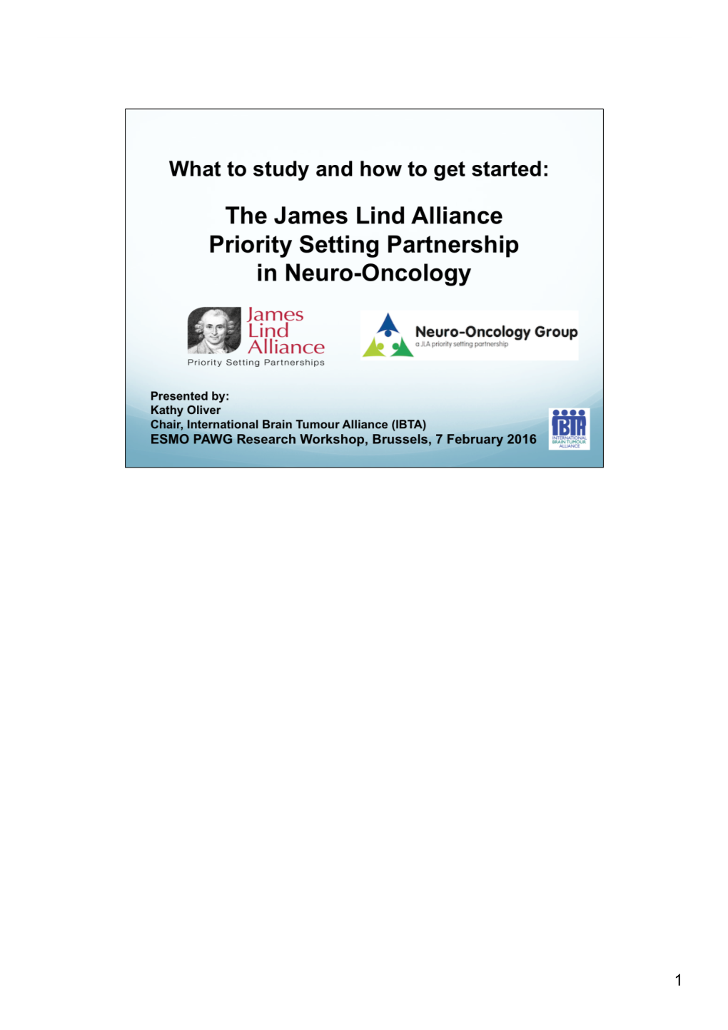 Neuro-Oncology PSP Presentation of Process and Results, February 2016