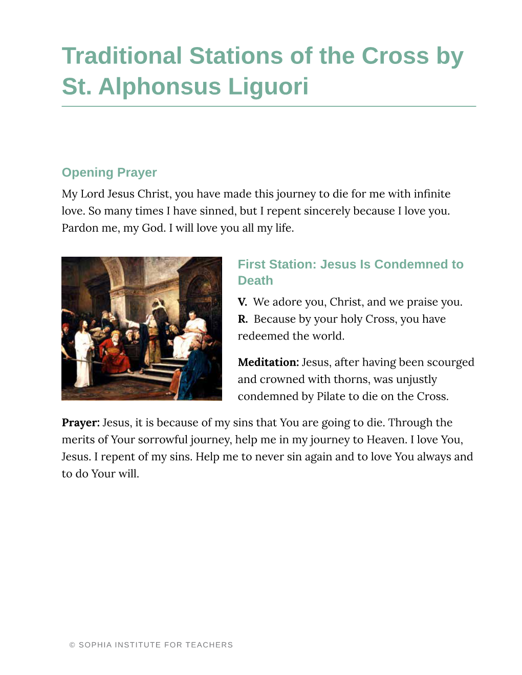 Traditional Stations of the Cross by St. Alphonsus Liguori