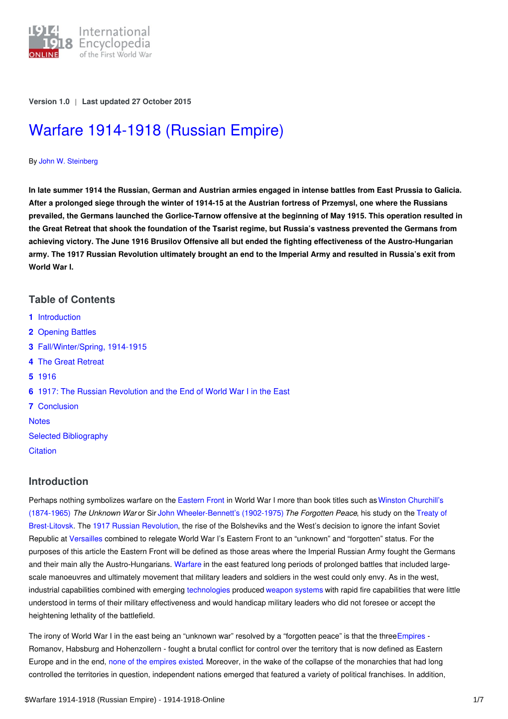 Warfare 1914-1918 (Russian Empire)