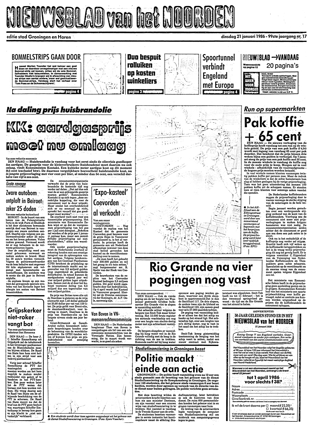 Editie Stad Groningen En Haren Dinsdag 21 Januari 1986 - 99Ste Jaargang Nr.L7