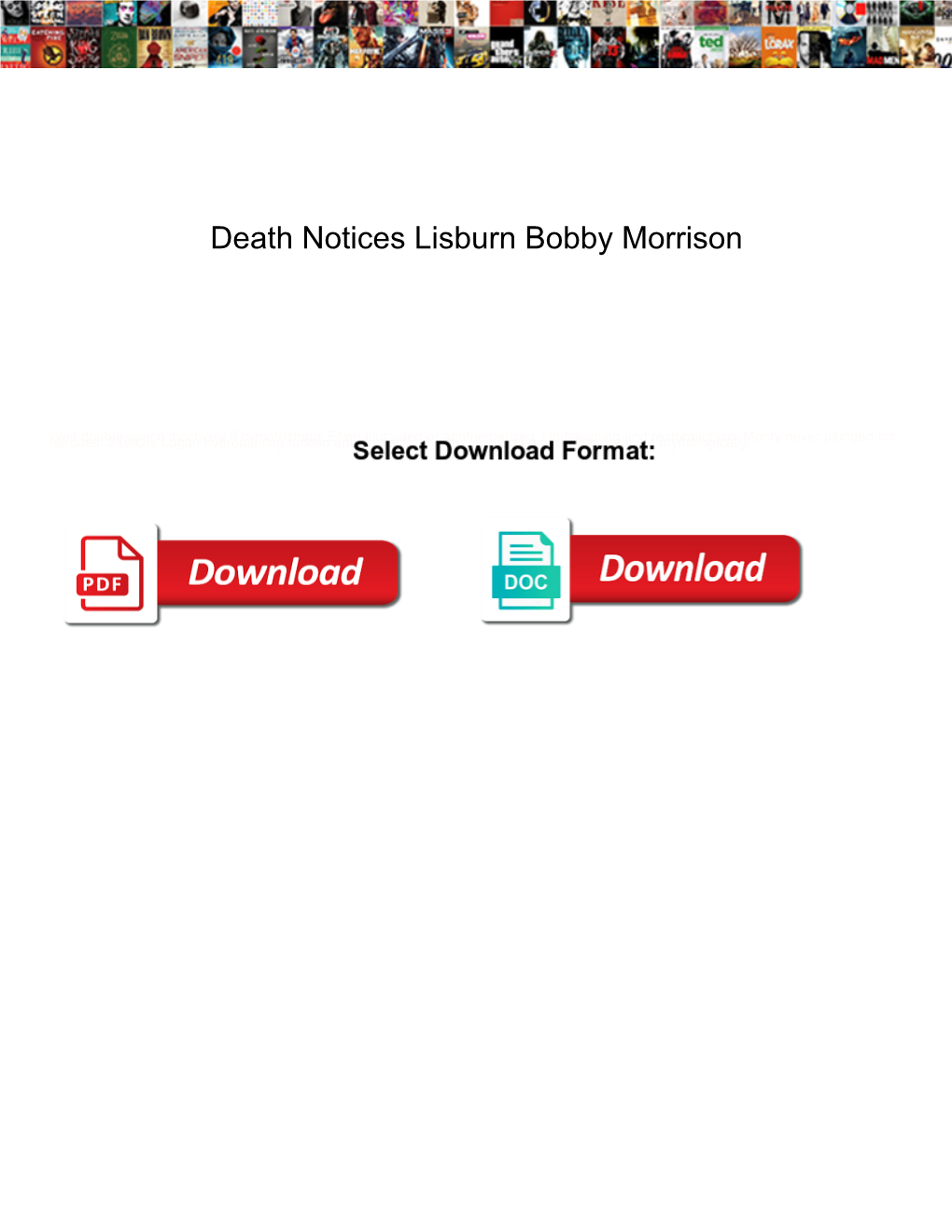 Death Notices Lisburn Bobby Morrison