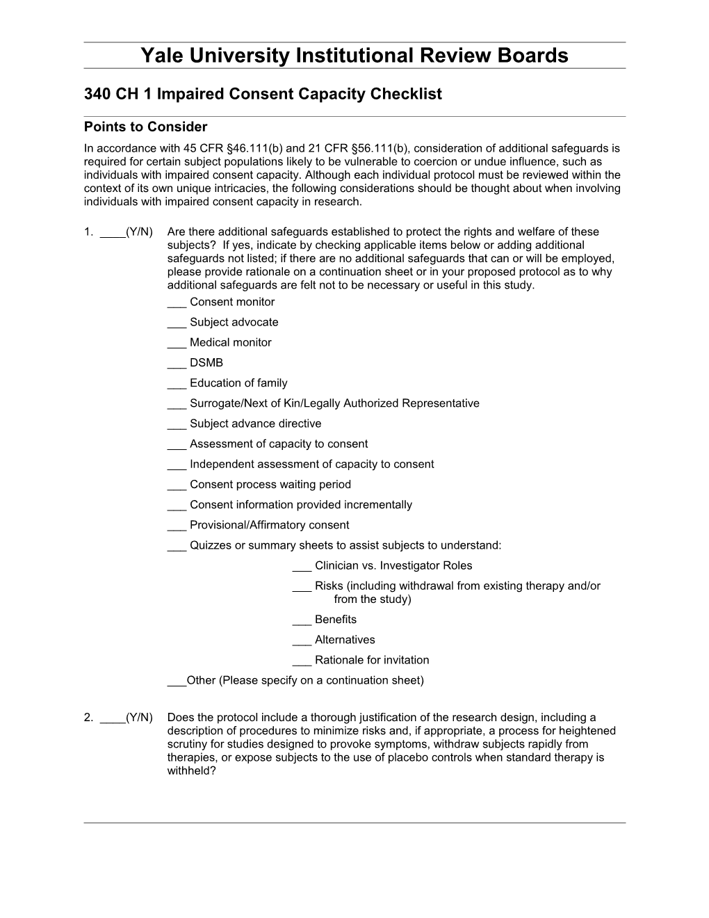 340 CH.1 Impaired Consent Capacity Checklist