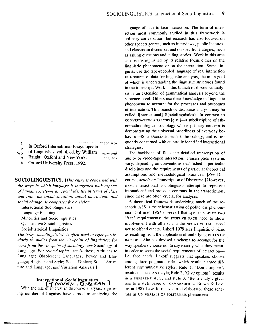 Sociolingljistics: Interactional Sociolinguistics 9