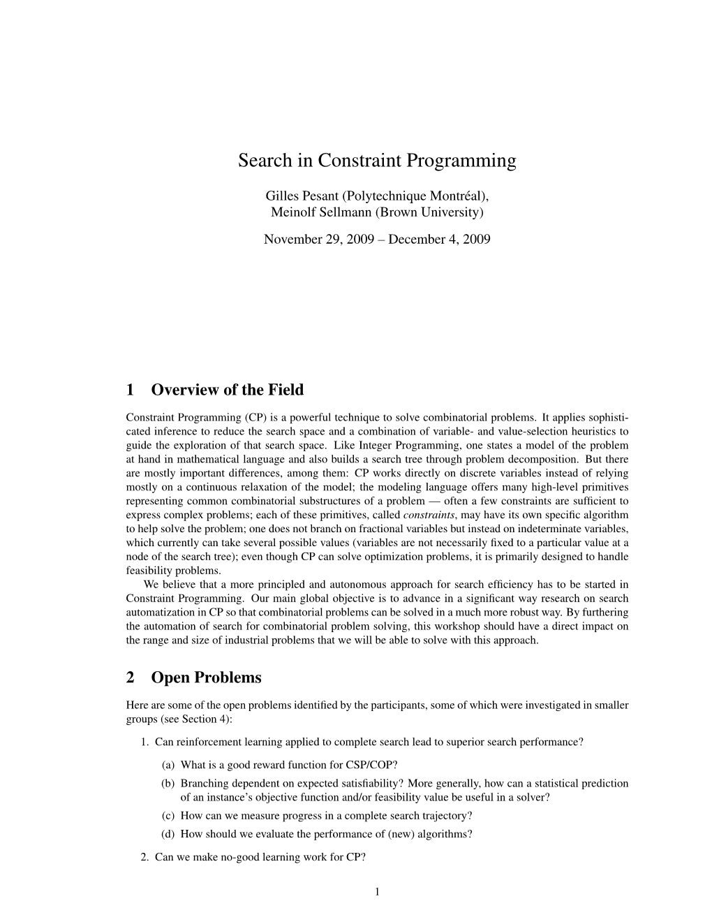 Search in Constraint Programming
