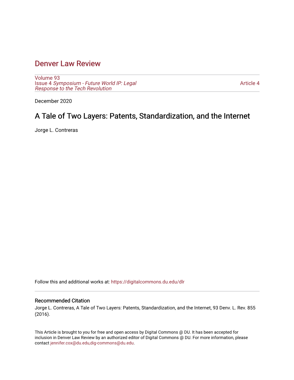 Patents, Standardization, and the Internet