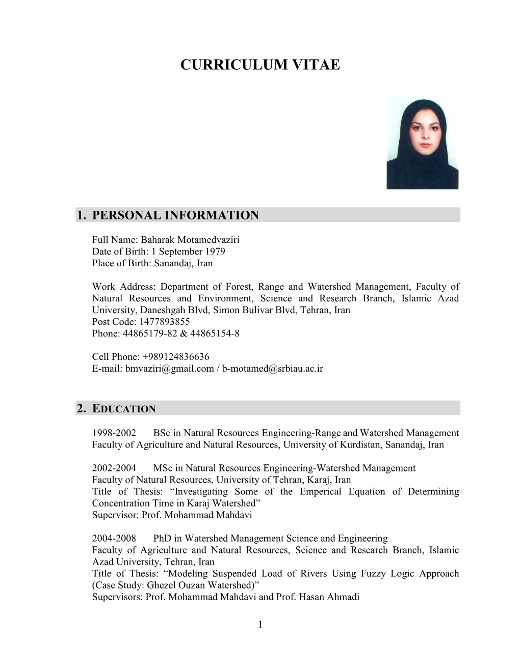 CV Template : Academic Careers