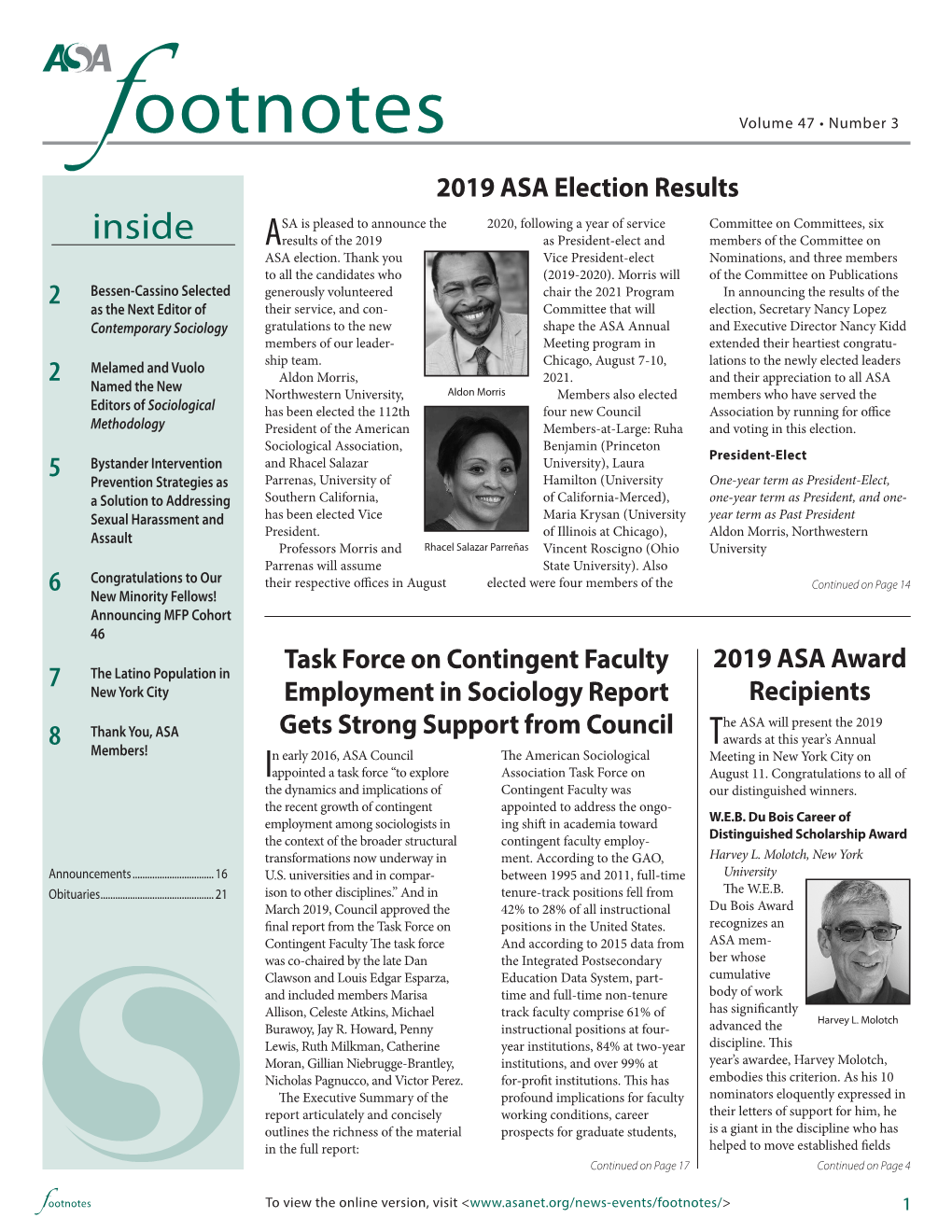 Inside Aresults of the 2019 As President-Elect and Members of the Committee on ASA Election