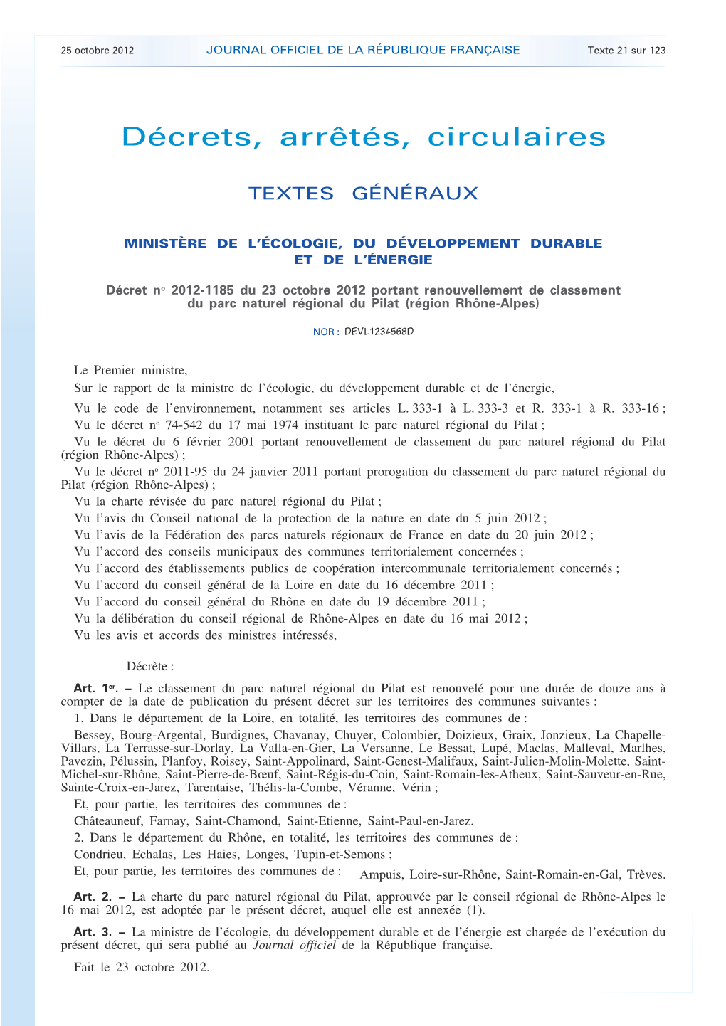 JOURNAL OFFICIEL DE LA RÉPUBLIQUE FRANÇAISE Texte 21 Sur 123