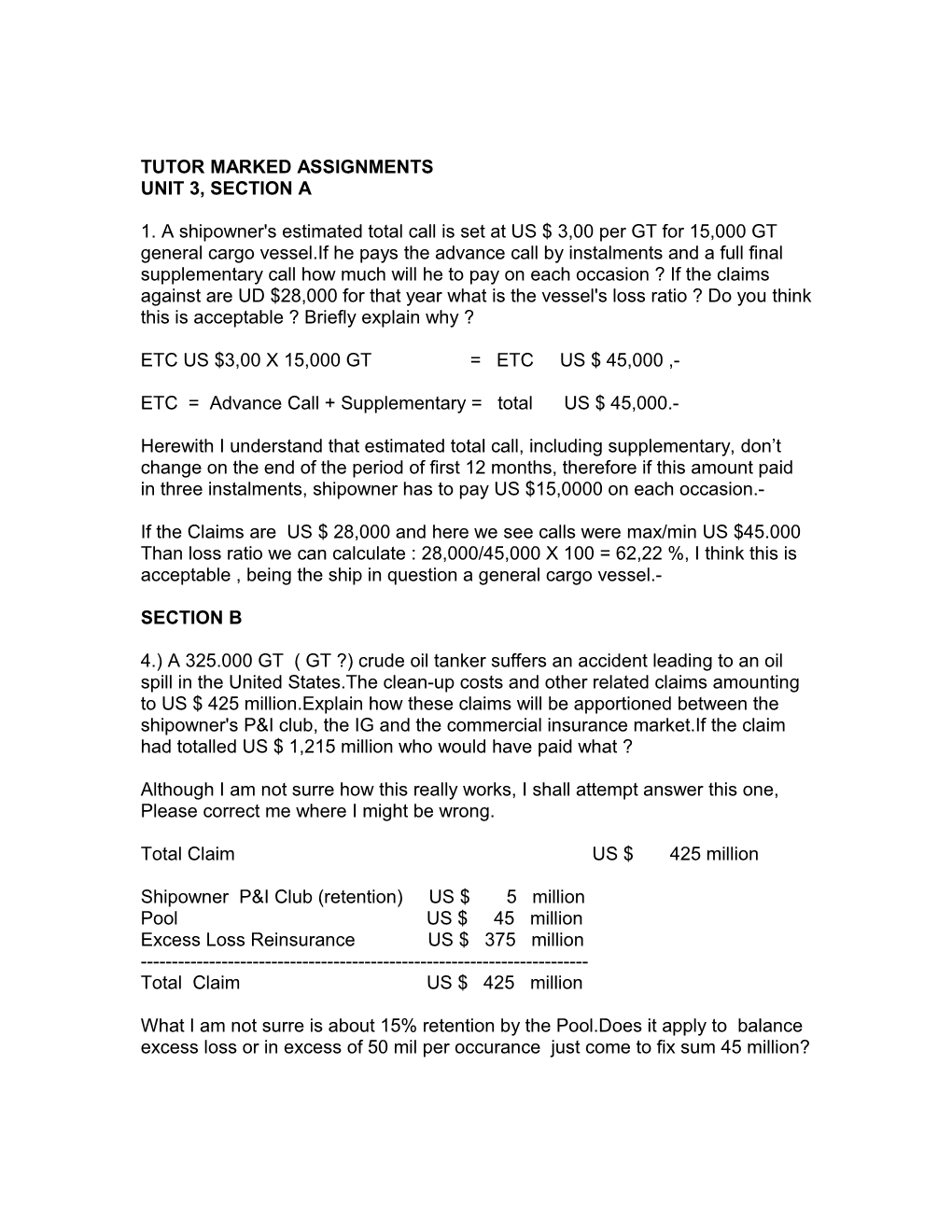 Tutor Marked Assignments s1