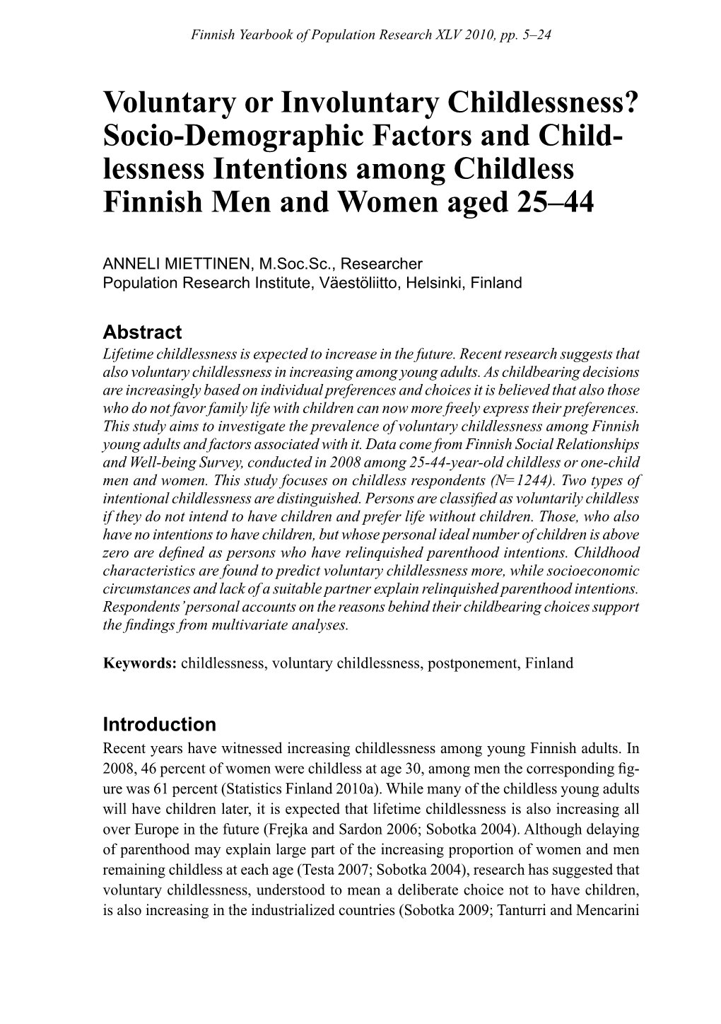 Voluntary Or Involuntary Childlessness?