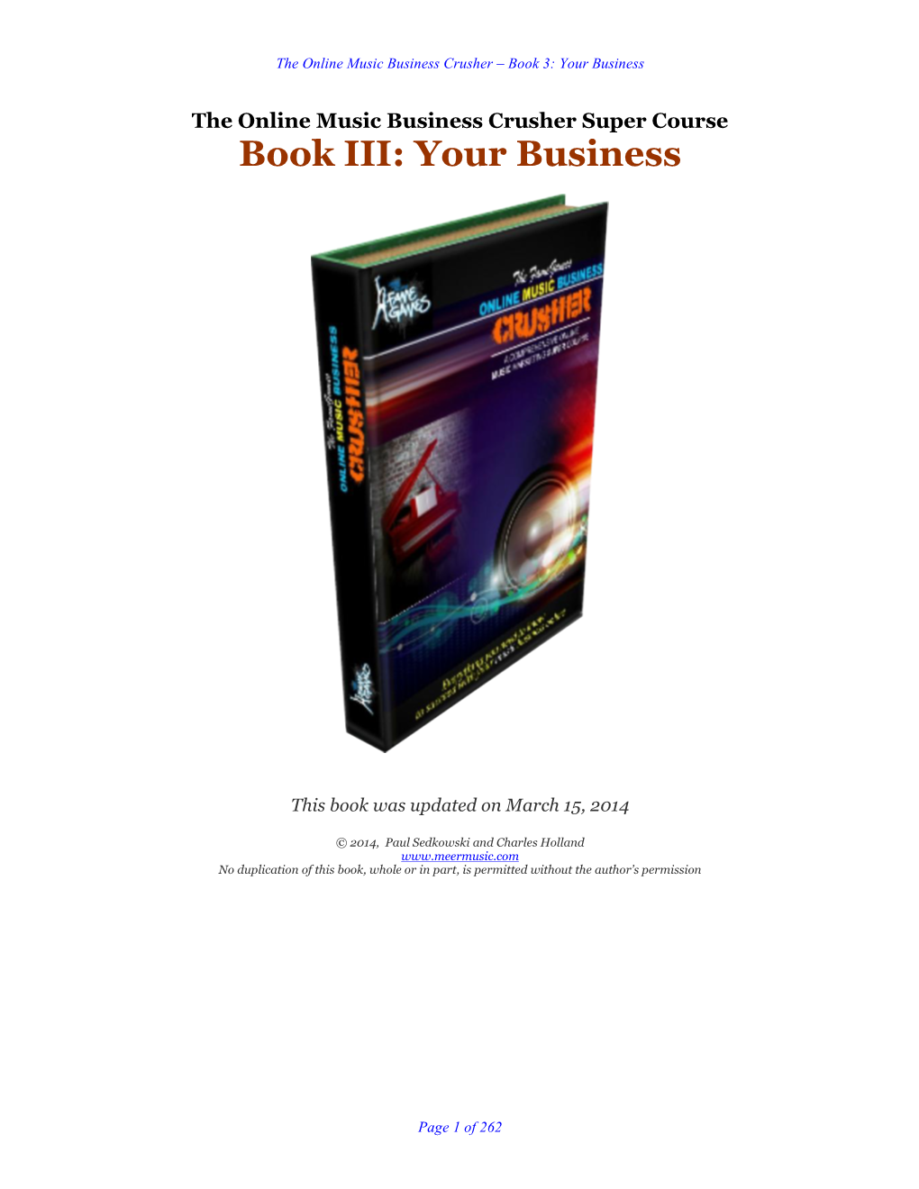 Book III: Your Business