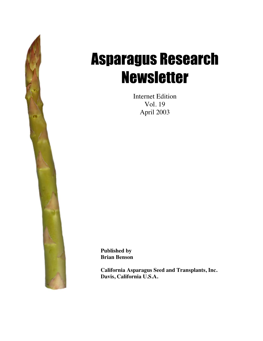 Asparagus Research Newsletter