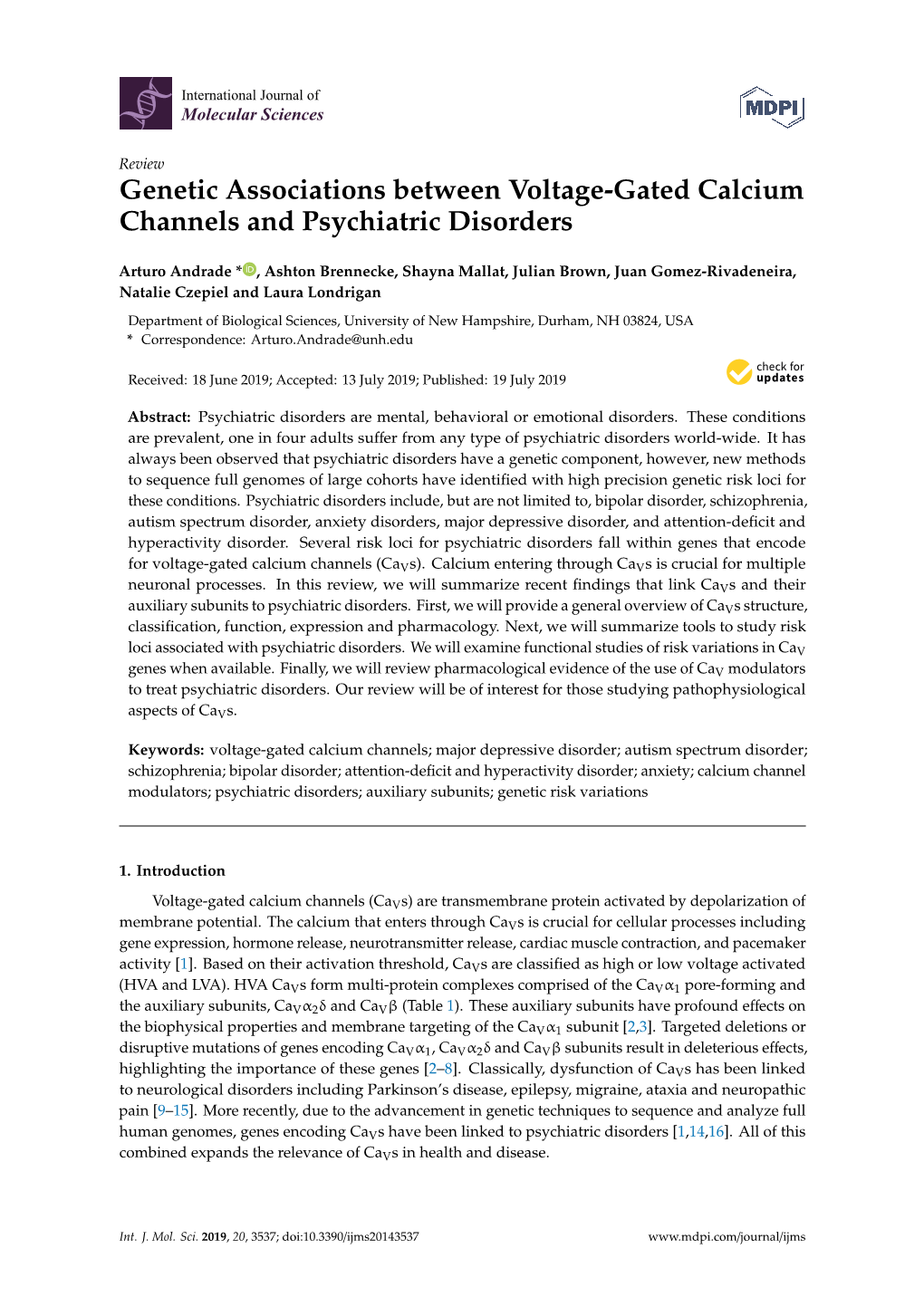 Genetic Associations Between Voltage-Gated Calcium Channels and Psychiatric Disorders