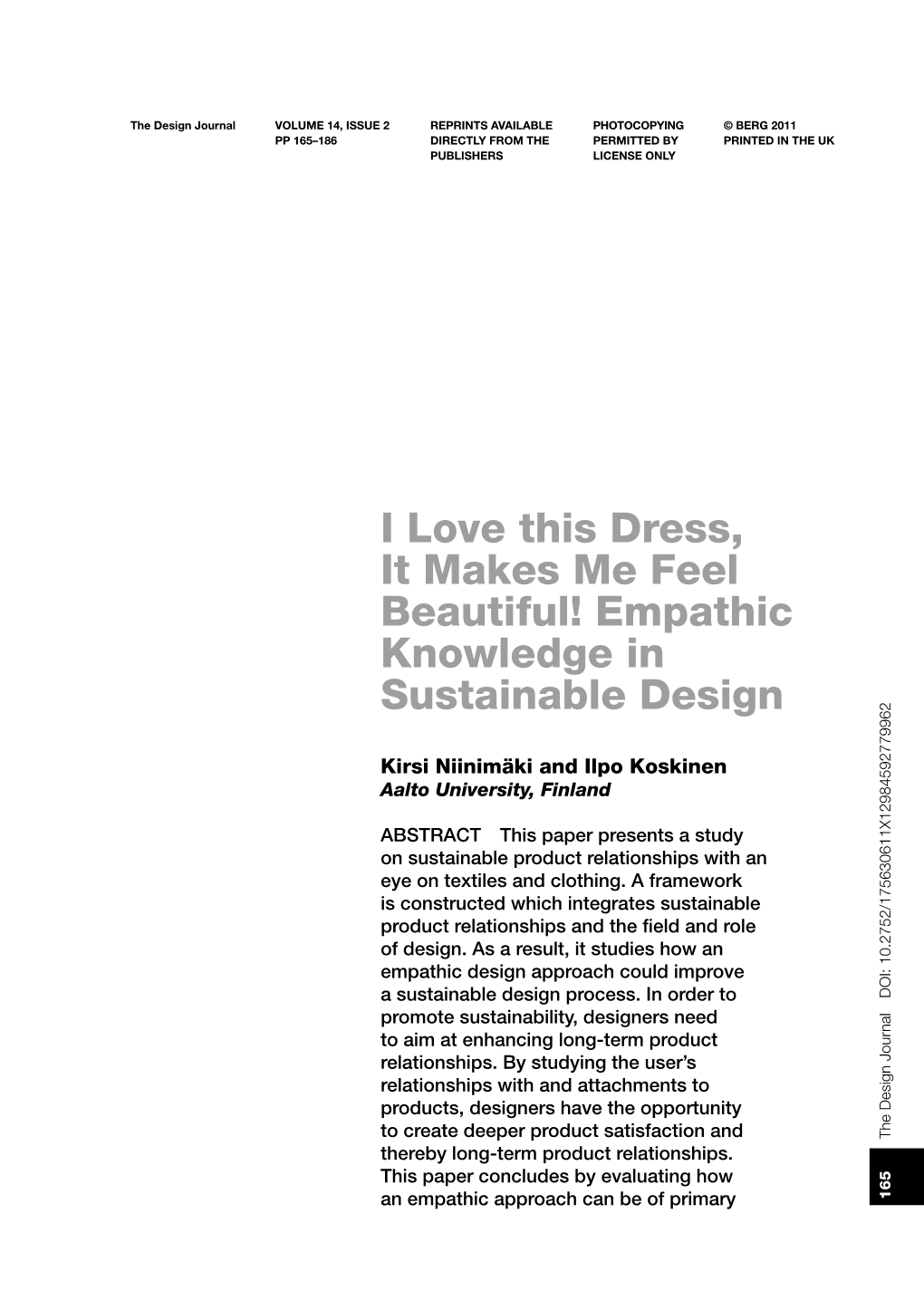 Empathic Knowledge in Sustainable Design