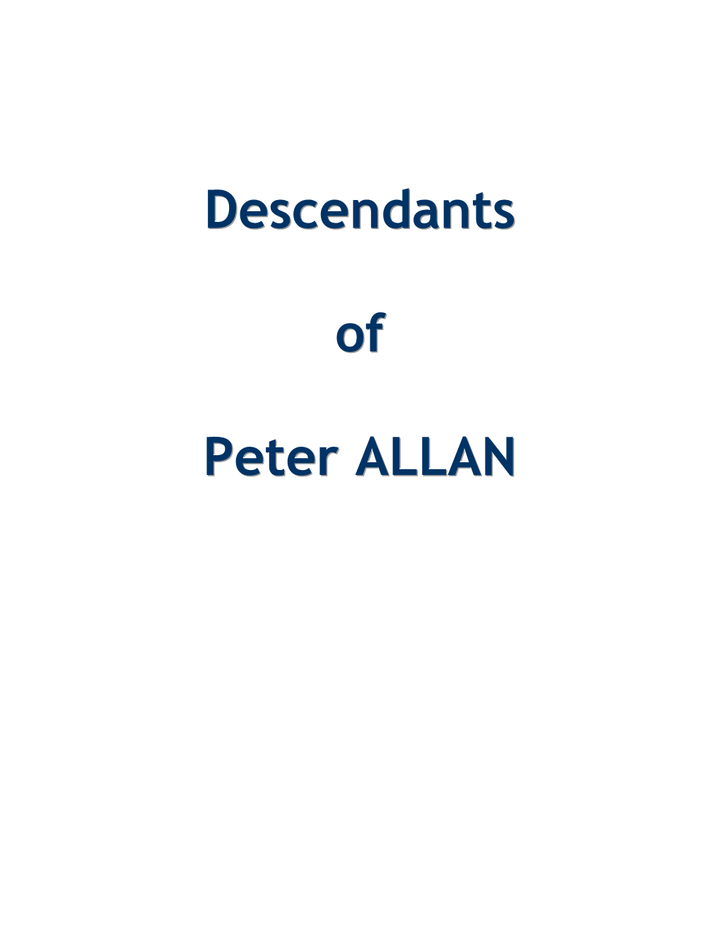 Descendants of Peter ALLAN