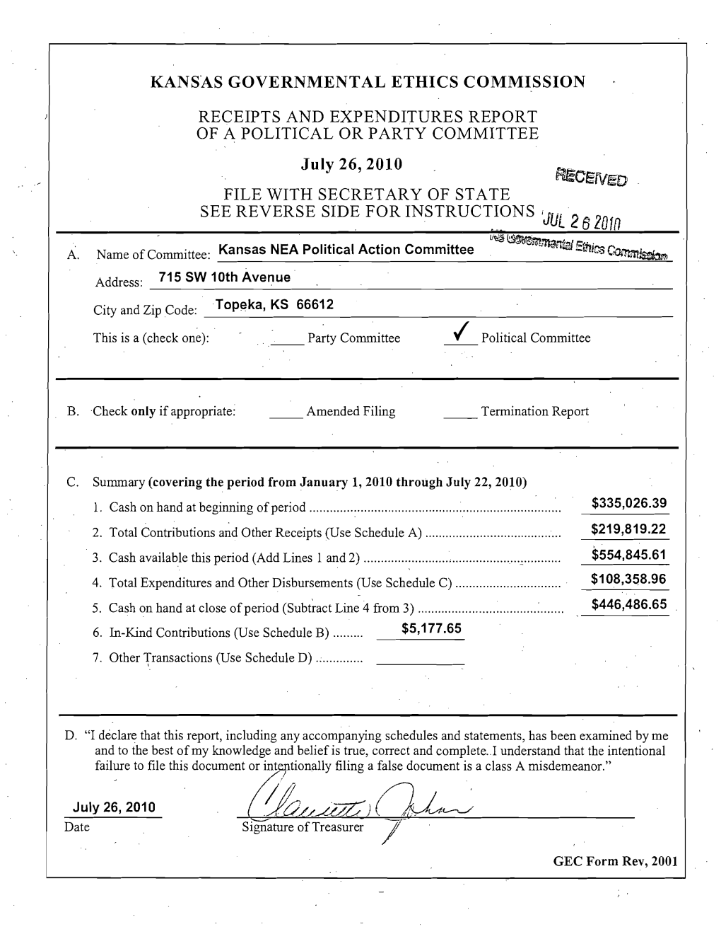 Z:) (4~ Date Signature of Treasurer