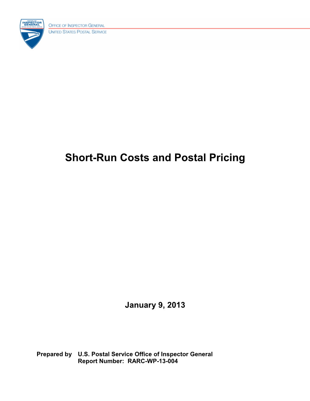 Short-Run Costs and Postal Pricing