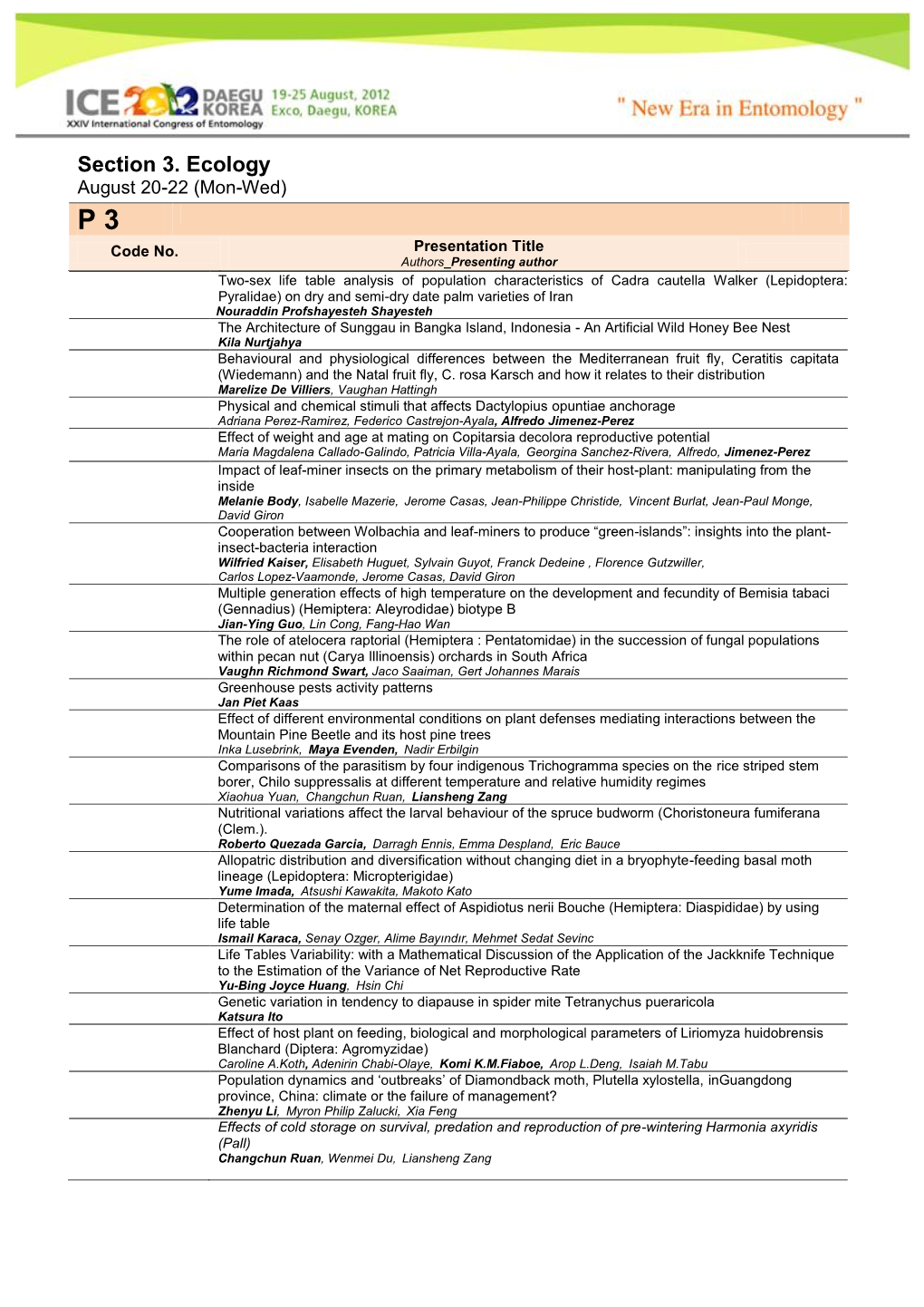 Section 3. Ecology August 20-22 (Mon-Wed)