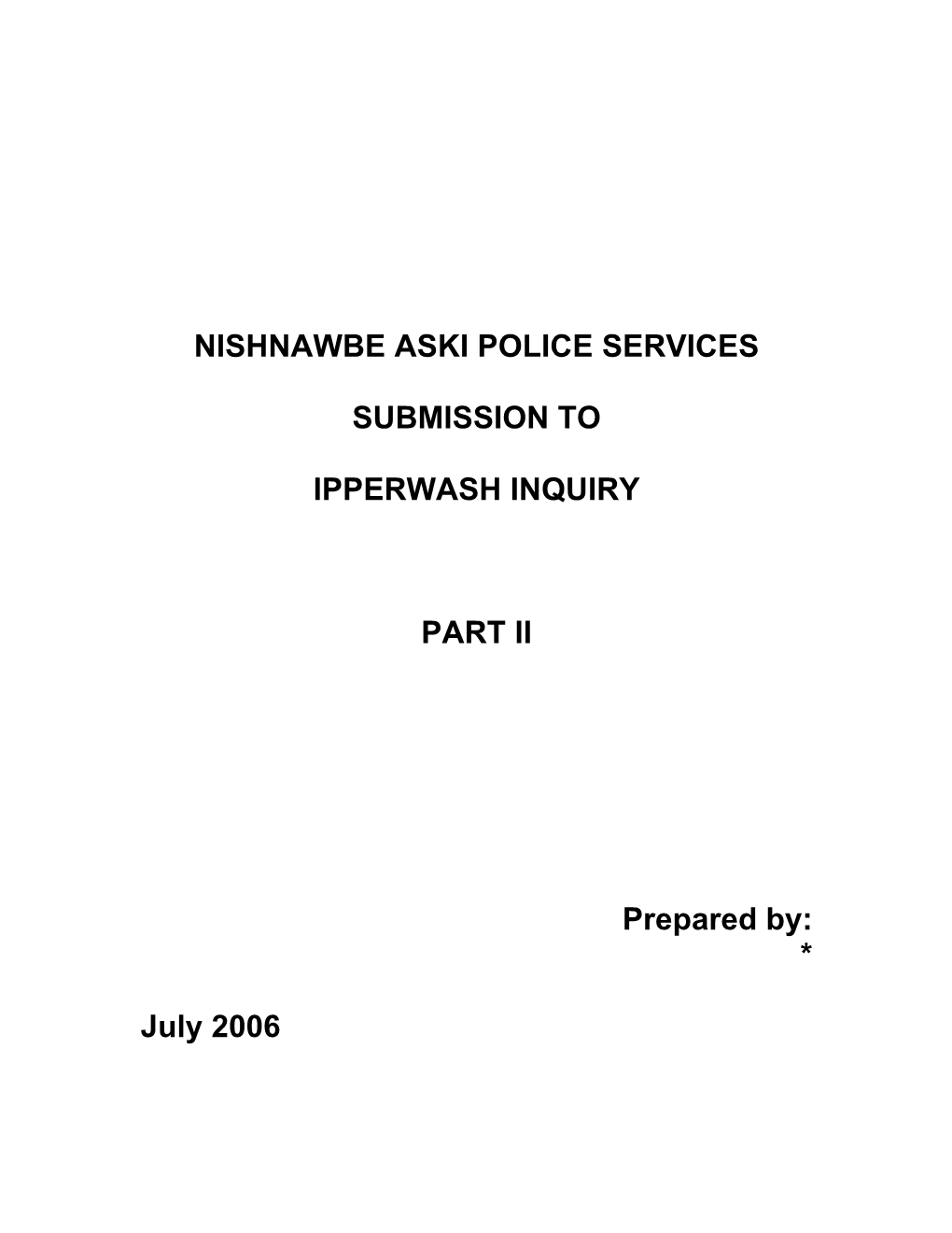 Submissions on Behalf of Nishnawbe Aski Police Services