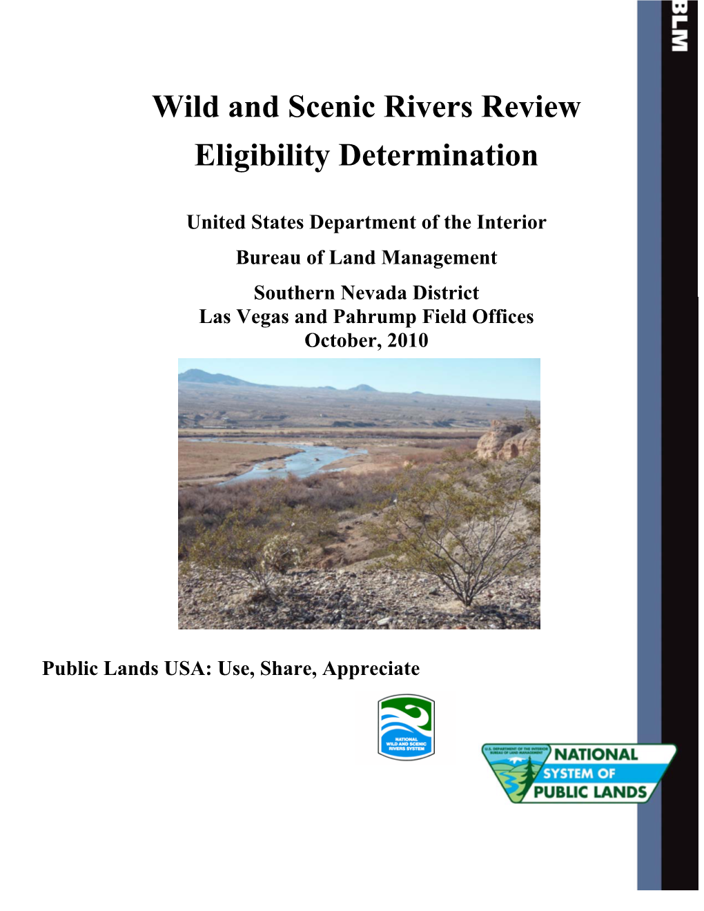 Wild and Scenic Rivers Review Eligibility Determination