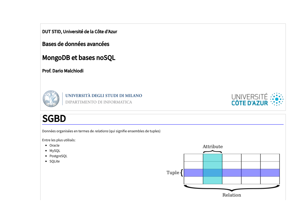 Mongodb Et Bases Nosql