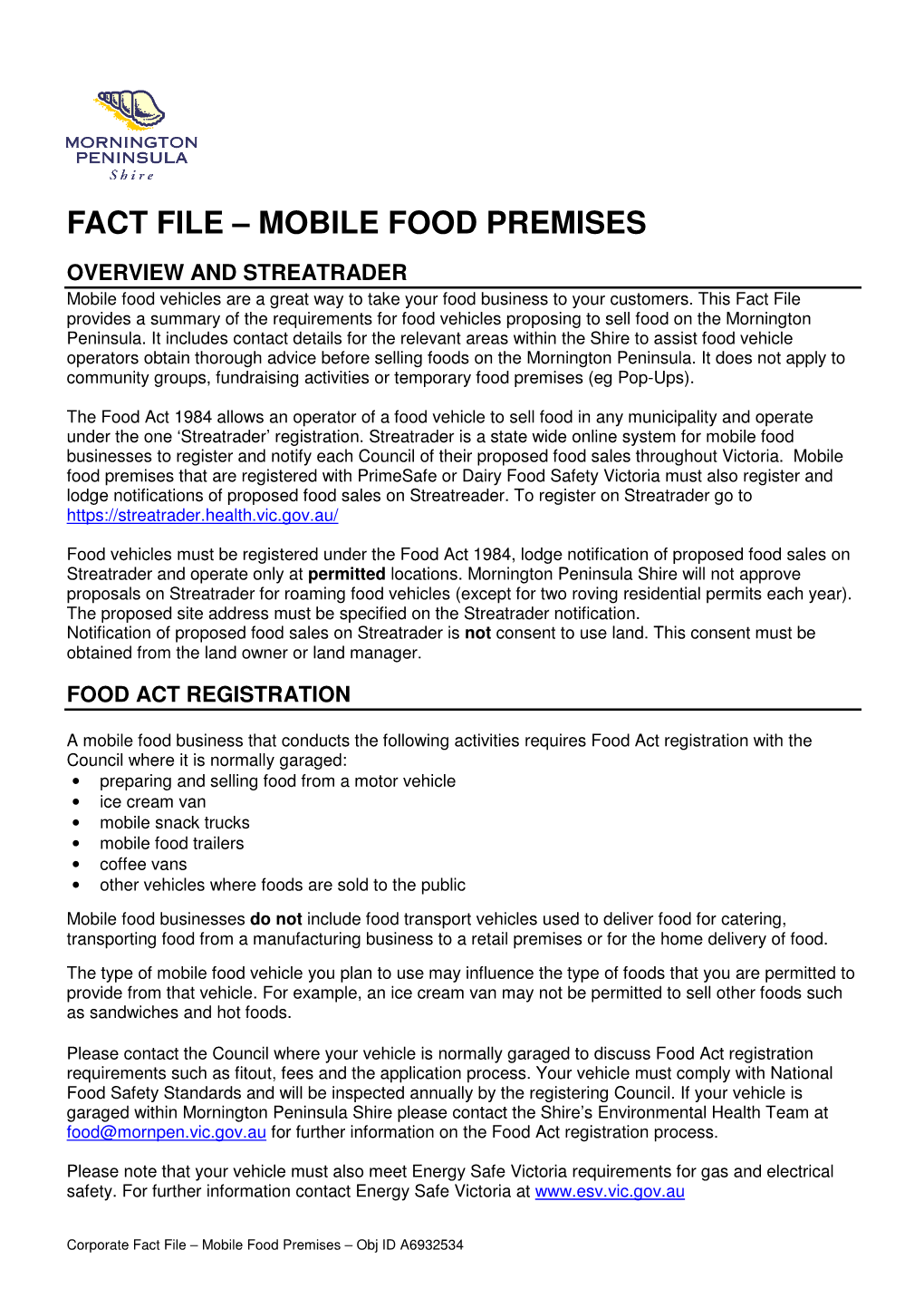 Fact File – Mobile Food Premises
